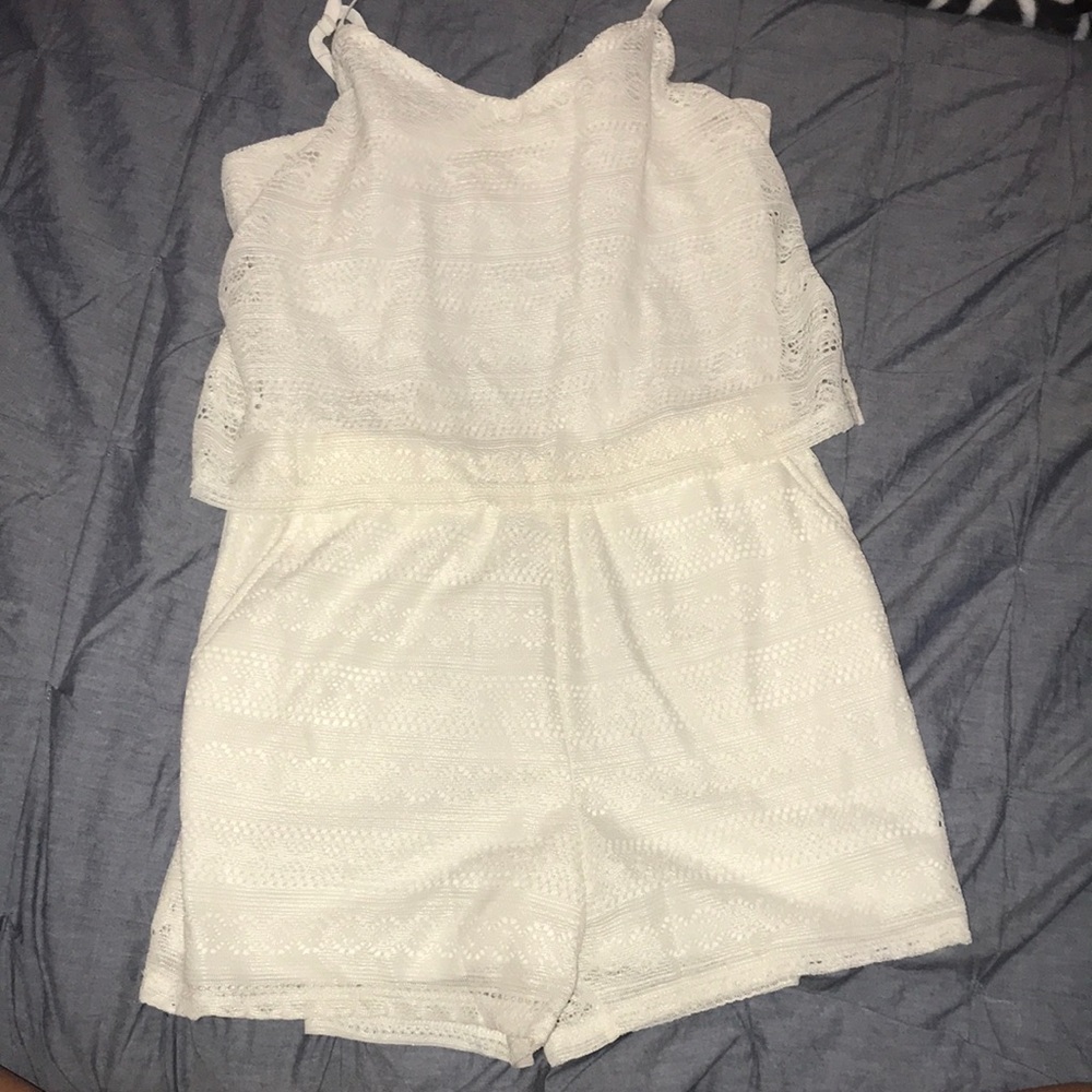 White Lace Romper w/ pockets